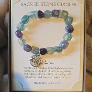 Fluorite Bracelet with Tree Pendant